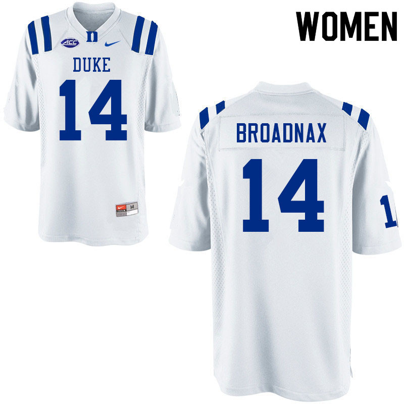 Women #14 Trent Broadnax Duke Blue Devils College Football Jerseys Sale-White